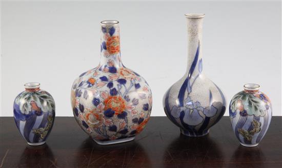 Four Japanese Imari vases by Fukagawa, c.1900-20, 7.4cm - 15cm